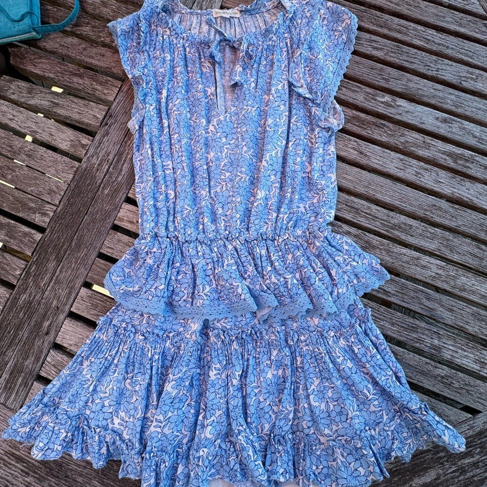 Blue and White Ruffled Tiered Sundress